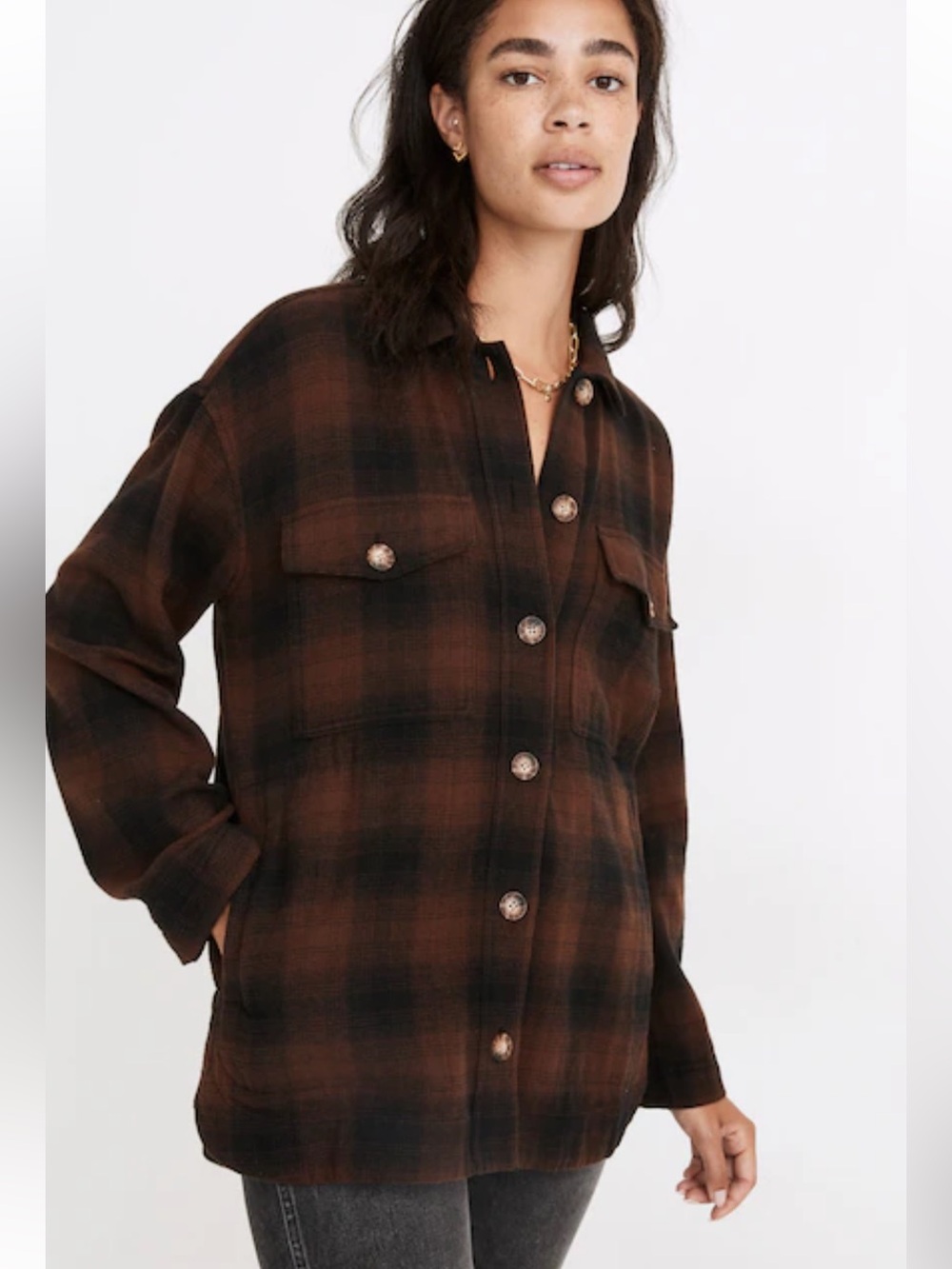 Madewell Flannel Shirt-Jacket in Gelston Plaid size XL